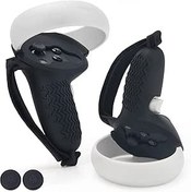Resim Controller Grips Cover for Oculus/Meta Quest 2, Pletpet Anti-Throw VR Handle Cover with Adjustable Straps for Oculus Quest 2 Accessories Black Silicone Soft VR Handle Protective Sleeve 