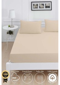 Resim Mirava Premium %100 Pamuk Penye Lastikli Tek Kişilik Çarşaf Takımı 1 Yastık Kılıfı Dahil Bej 100x200cm Bej 