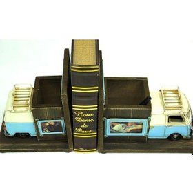 Resim Dekoratif Metal Minibüs Kitap Tutucu Kalemlik Çerçeve Hediyelik 