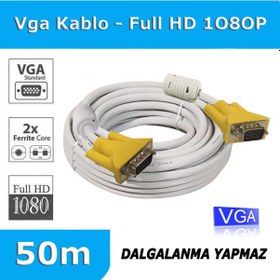 Resim 50M Metre Çift Filtreli Monitör Tv Projeksiyon 1080P Vga Kablo 