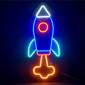 Resim Uzay Mekiği Neon Tabela Neon Led Işıklı Tablo 50 X 30 Cm Renkli 