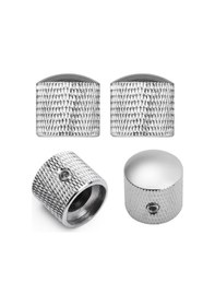 Resim Honmex Elektro Gitar/bas Gövde Aksesuarı - Metal Ses Kontrol Döndürücüleri Gümüş - 4 Adet + Altıgen Anahtar - Kolay Kurulum 