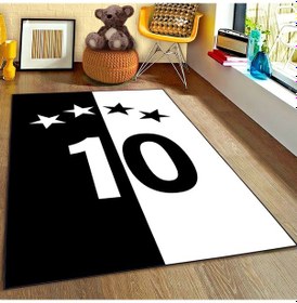 Resim Taraftar Siyah Beyaz Çocuk Halısı Siyah 