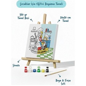 Resim Dünyanın En Tatlı Annesine Temalı Eğitici Boyama Tuvali Şövaleli Boya Seti 20x20 Cm 