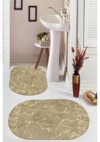 Resim Vizon Kaymaz Taban Retro Oval Banyo Paspas Takım Bb-107 çok renkli 