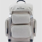 Resim Paul&Shark Erkek Deri Logo İşlemeli Ekstra Bölmeli Kompakt Kanvas Bej Sırt Çantası 25418102-347 