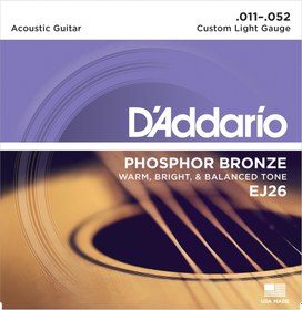 Resim D'Addario EJ26 Phosphor Bronze Serisi Akustik Gitar Tel Seti (Custom Light - 11-52 - Phosphor Bronze) 