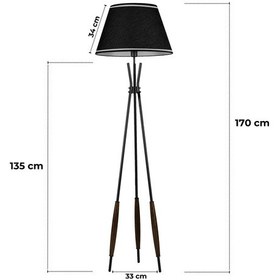 Resim Verona Siyah Başlıklı Metal Lambader Siyah 