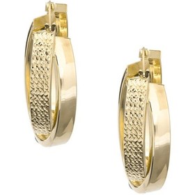 Resim Oval İkili Desenli Altın Küpe 64029943 