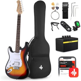 Resim Donner DST-100SL Solak Elektro Gitar Seti (Sunburst) 
