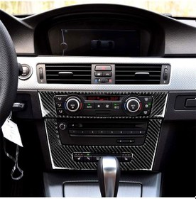 Resim Karbon Fiber Araba Merkezi Kontrol Cd Paneli Bmw E90 / E92 2005-2012 İçin Dekoratif Etiket, Delikli Yüksek Baskı 1 Adet 
