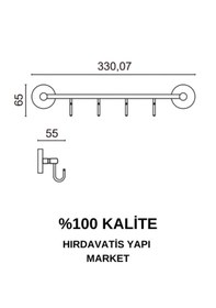 Resim Çelik Banyo Paslanmaz Pirinç Karaca 4 Lü Askılık Gri 