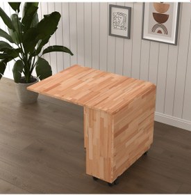 Resim Masif Ahşap Katlanır Mutfak Yemek Çalışma Masası Asra Trend Çam 