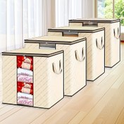 Resim 4 adet Büyük Katlanabilir Depolama Kutusu - Güçlendirilmiş Tutacaklar ile, Non-Woven, Modern Tarz, Kapaklı Giysi ve Battaniye Düzenleyici - Yatak Odası, Dolap ve Bagaj Düzenleme için İdeal, Dolap Düzenleyicileri ve Depolama, Yatak Altı Depolama 