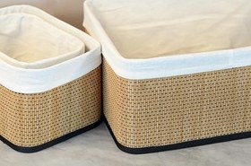 Resim Wicker Premium Serisi Dikdörtgen 3'lü Set Organizer 