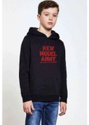 Resim Model Army We Love The World Baskılı Unisex Çocuk Kapüşonlu Sweat (534662498) Siyah 