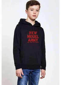 Resim Model Army We Love The World Baskılı Unisex Çocuk Kapüşonlu Sweat (534662498) Siyah 