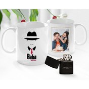 Resim Bk Gift Kişiye Özel Babalar Günü Hediyesi Fotoğraflı Kupa Bardak Ve Benzinli Çakmak Seti-8 