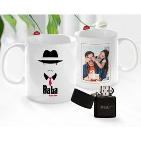 Resim Bk Gift Kişiye Özel Babalar Günü Hediyesi Fotoğraflı Kupa Bardak Ve Benzinli Çakmak Seti-8 
