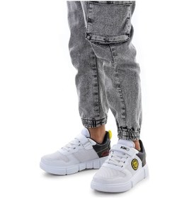 Resim Kiko Kids Cırtlı Fileli Erkek Çocuk Spor Ayakkabı 3011 Beyaz - Siyah 001 