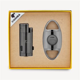 Resim Cohiba 3 Torch Çakmak ve Kesici Puro Seti Gunmetal 