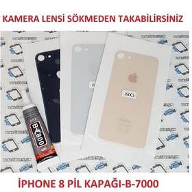 Resim Apple Uyumlu iPhone 8 Arka Pil Batarya Kapağı (Cam) B-7000 (226129234) 