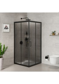 Resim Vesta D100 Kare Duşakabin Siyah Profil Füme Cam H: 190 Cm Diğer 
