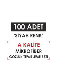 Resim Siyah Renk 100 Adet Mikrofiber Gözlük Temizleme Bezi 