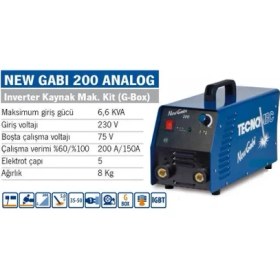 Resim Tecnomec New Gabı Analog 200 Amper İnverter Kaynak Makinesi G Box 
