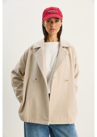 Resim Shade Kadın Kruvaze Yaka Cep Detaylı Kaşe Blazer Ceket 60283757 - Bej 