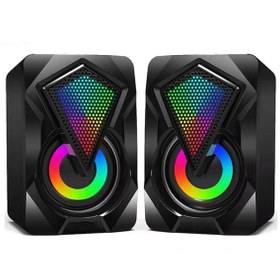 Resim OWWOTECH Bilgisayar Hoparlörü Rgb Led Işıklı Gaming Oyuncu Hoparlörü 3.5mm Jack Usb Speaker 1+1 Ses Sistemi 