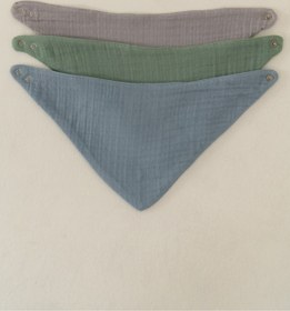 Resim elibaby %100 Pamuklu 8 Kat Muslin Kumaş Çift Çıtçıtlı 3'lü Erkek Bebek Mama Önlüğü/ağız Mendili Fular 