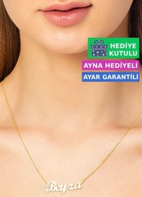 Resim Jewelmim Beyza Gümüş İsim Yazılı 18 Ayar Sarı Altın Kaplama 925 Ayar Kişiye Özel Kadın İsimli Gümüş Kolye 