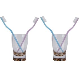 Resim 2 Adet Diş Fırçalık Macun Kabı Leopar Akrilik 6x6x11cm 270ml Banyo Seti Çok Renkli 