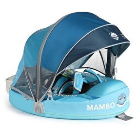 Resim Mambobaby Dino Hatch - Emniyetli Gölgelikli Ve Ayak Destekli Bebek Yüzme Simidi 