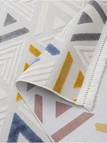 Resim Endülüs Serisi Yumuşak Yüzey Peluş Post Shaggy Çocuk Odası Oturma Odası Salon Mutfak Halısı, ANDALUS-7004A-MOTTO-150X500 