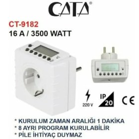 Resim Berlin Shop Cata HLGCT9182 Dijital Zaman Saati, 3500 W, Beyaz 
