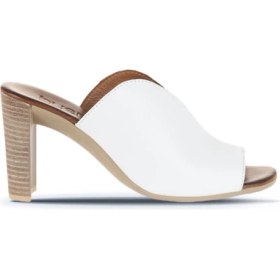 Resim Bueno Shoes Beyaz Deri Kadın Topuklu Terlik 01WN4105 01WN4105 