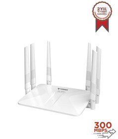 Resim Torima WR50Q Beyaz Kablosuz 300Mbps WiFi Router 6 Güçlü Anten Geniş Kapsama 2.4GHz 4 Portlu 