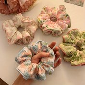 Resim 4 adet Şık Çiçekli Kumaş Saç Bağcıkları - Tatlı Bahar ve Yaz Stili, Kadınlar için Hafif Scrunchies, Bun ve Ponytail Saç Stilleri için Mükemmel 