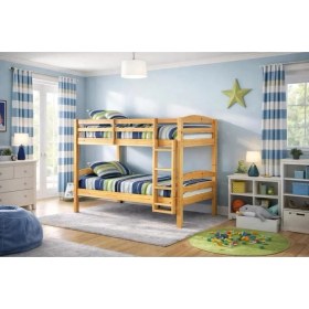 Resim CopperWood Doğal Ahşap Montessori Ayrılabilir Ahşap Ranza ve Karyola 