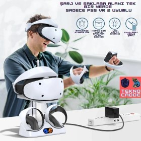 Resim Beboncool TP5-2515 Ps5 Playstation Vr2 Sanal Gerçeklik Gözlüğü Dock Psvr2 Tutucu Şarj Stand 