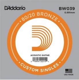 Resim D'addario Acoustic Guitar 80/20 Bronze Single .039 - Bw039 Akusti 