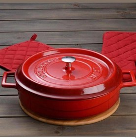 Resim Lava Döküm Çok Amaçlı Yayvan Tencere Trendy Serisi Çap Ø 28cm - Kırmızı 