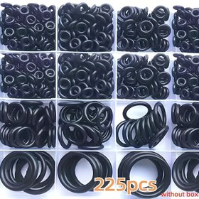 Resim 225 adet Kauçuk O-Halka Assorti Kiti - Dayanıklı Sentetik Kauçuk, Otomotiv, Musluklar, Basınçlı Yıkama Makineleri, Tesisat Sızdırmazlıkları ve Hava/Gaz Bağlantıları için Çok Boyutlu ve Şekil, Düz Yıkama Dahil, Kauçuk Yıkama 