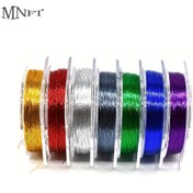 Resim 7 adet 50m / Makara Metalik Kılavuz Kaplama Hatları, Olta İnşaatı İçin Güçlü Naylon Olta İpliği, 7 Renk Olta İnşaatı Kaplama İpliği 