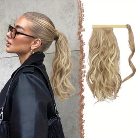 Resim SLEEKCUTE 35.56cm Dalgalı Klipsli At Kuyruğu Uzatma - Kadınlar için Doğal Kıvırcık Sentetik Saç Parçası, Hafif ve Güvenli Tasarım, Herhangi Bir Saç Modeline Hacim ve Dokular Ekler, At Kuyruğu Saç Uzantıları, SLEEKCUTE 