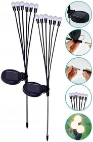 Resim BUFFER® Güneş Enerjili Bahçe Lambası, LED Dış Mekan Aydınlatma, Plastik Top Tasarım, Otomatik Açma Kapama, Solar Güç, 2 Adet 