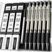 Resim Dört Şeker Metal Mekanik Kalem Seti - 6 adet 0.5mm/0.7mm/0.9mm Sanat Mekanik Kalemler ve 360 adet HB Kurşunlu Dolgular ve 3 adet Silgiler ve 9 adet Silgi Dolguları, Yazmak, Çizmek için Çizim Mekanik Kalemleri - Cas ile 