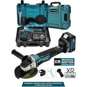 Resim Assur Plus Profesyonel 21V 2.0AH Çift Akülü 10 Pilli Kömürsüz Şarjlı 125MM Avuç Taşlama 